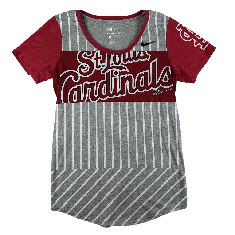 St. Louis Cardinals Shirt Womens Small Gray Red MLB Baseball Nike Cooperstown